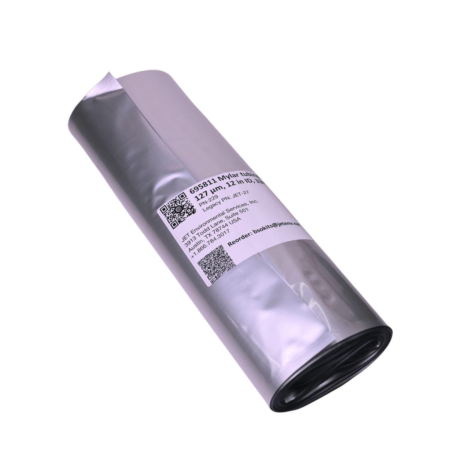 PE-PET tubing, Mylar, 127µm thick, 12in ID, 33ft tube