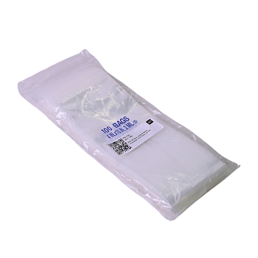 Bag, polyethylene, reclosable, 2mil thick, 4x10in, 100 bags